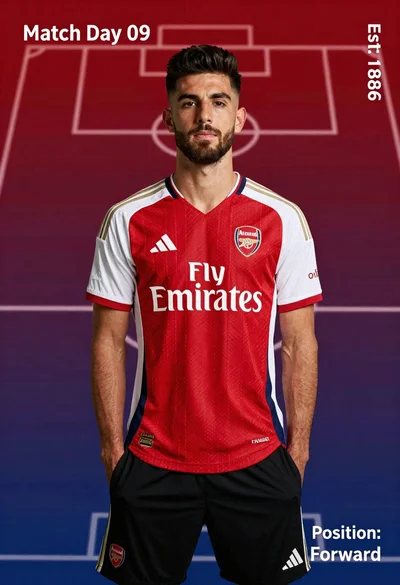 Young man in red and white arsenal football jersey standing on a