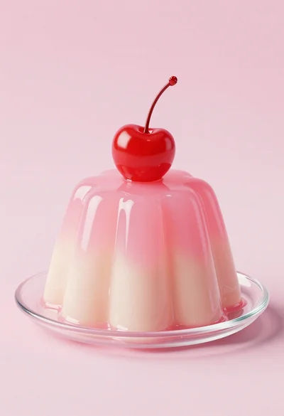 Dessert dome with pink jelly and red cherry