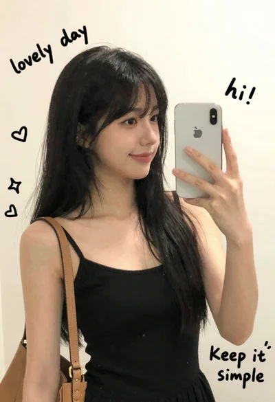 Young woman taking mirror selfie with smartphone in sketchy illustration style