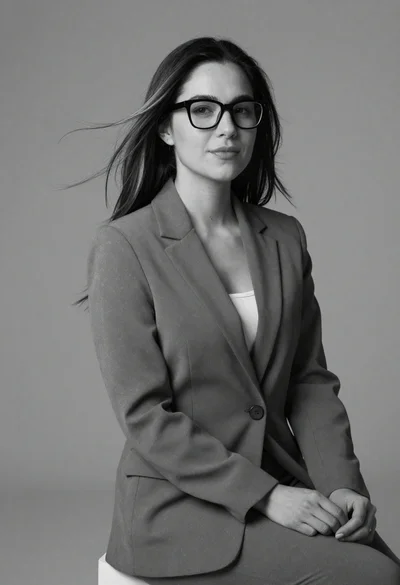 Black and white portrait of woman in business attire