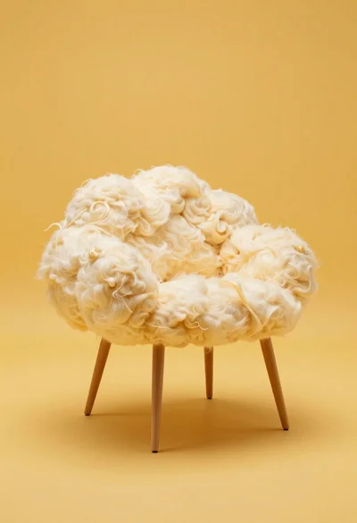 Cloud shaped chair on a yellow background