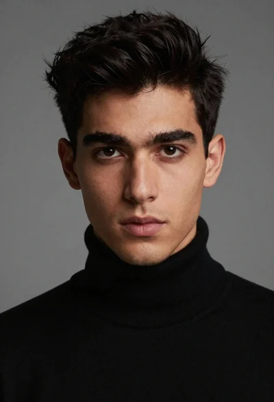 Studio portrait of young man in black turtleneck
