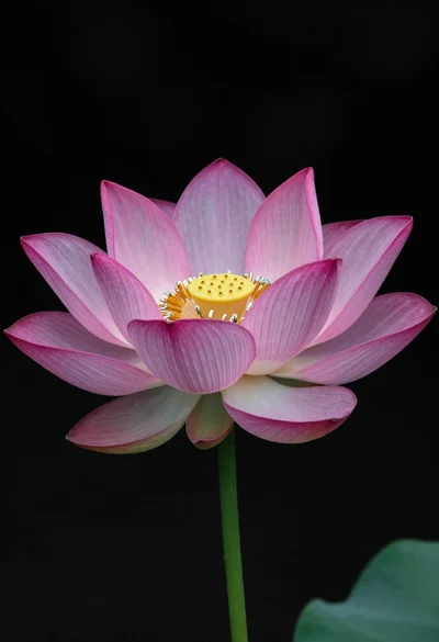 Hyper realistic lotus flower against a black background