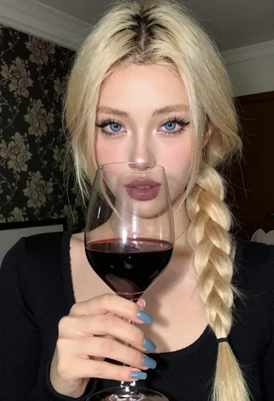 Close up portrait of woman with wine glass