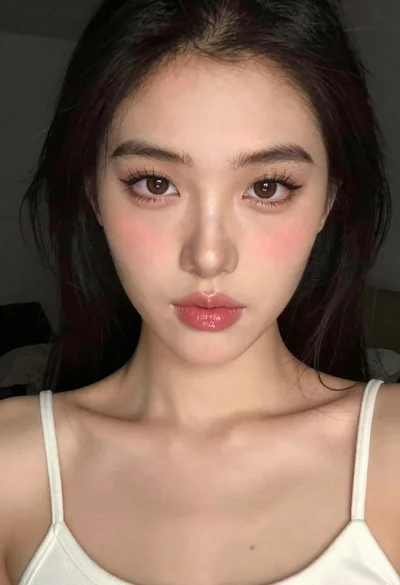 Close up portrait of young woman with white top