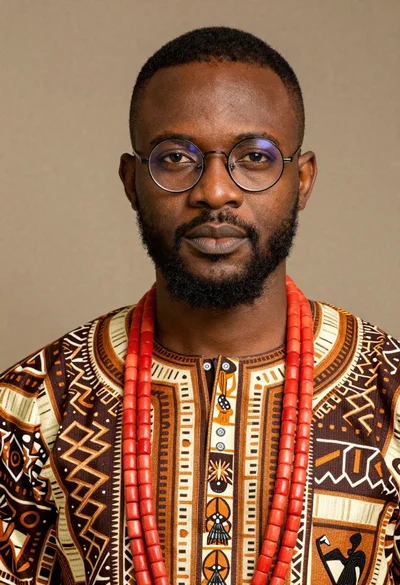 Portrait of black man wearing west african dashiki