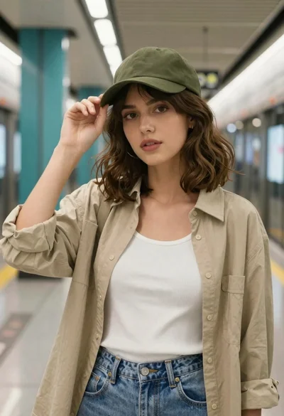 Young woman portrait in subway station setting
