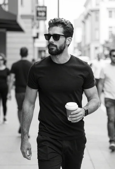 Stylish man walking on an urban city street