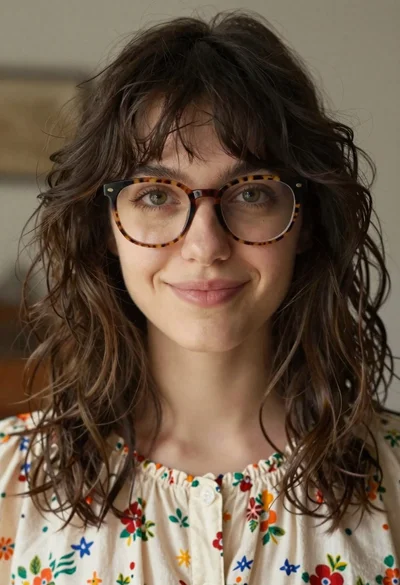 Close up portrait of woman with floral blouse