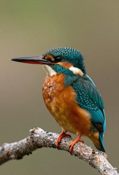 Kingfisher bird perched on a branch in nature