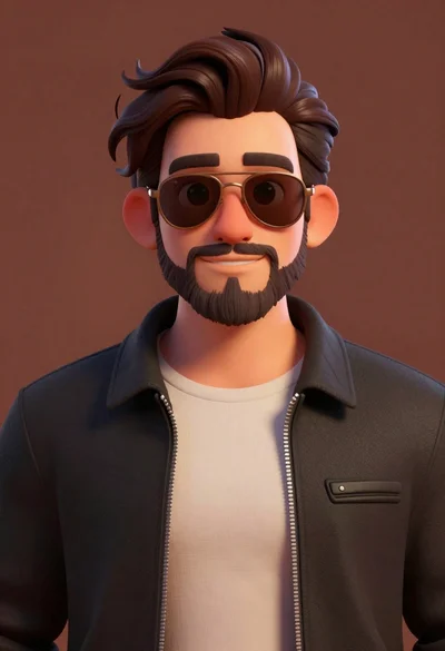 3d digital portrait of young man with aviator sunglasses
