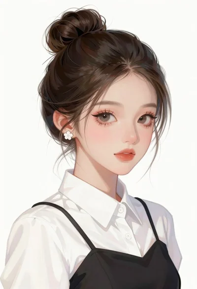Portrait of woman with elegant updo on white background