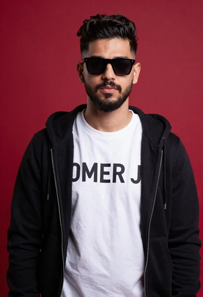 Young man portrait against a vibrant red background