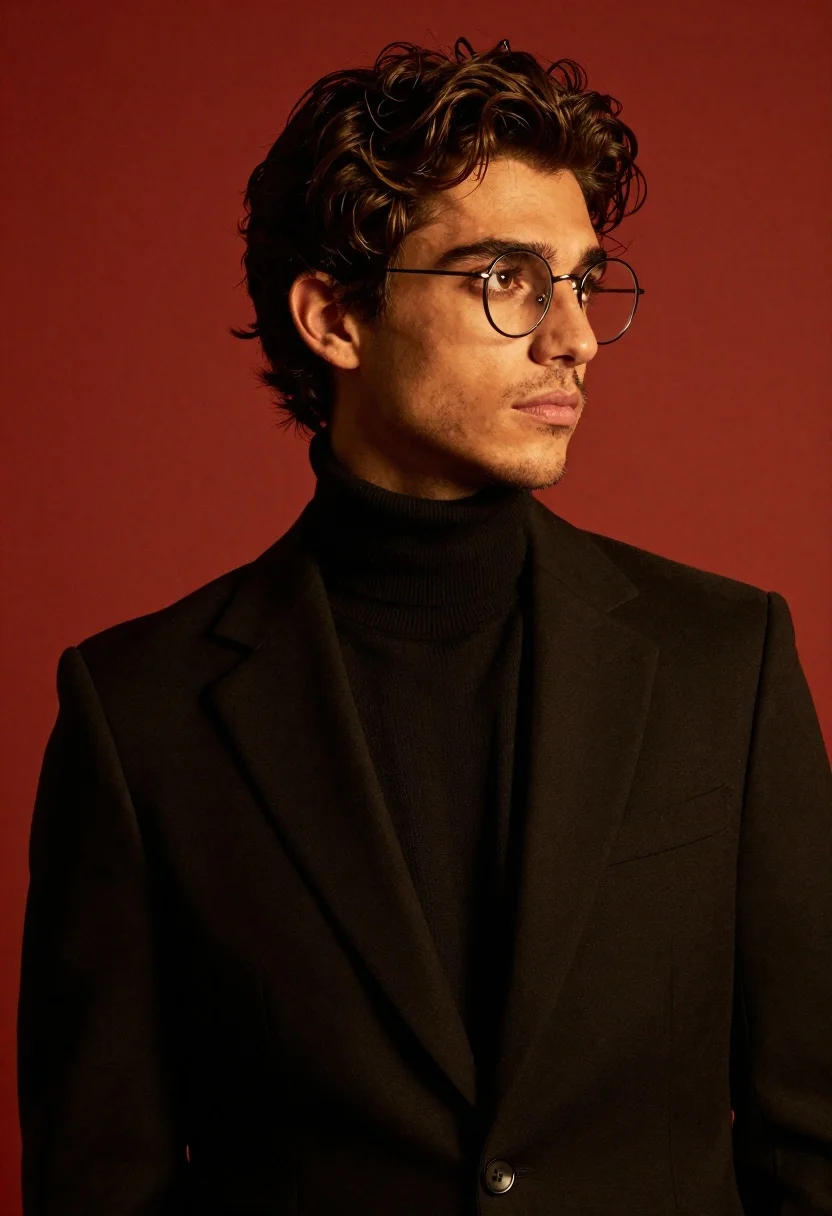 Studio portrait of stylish man in black turtleneck