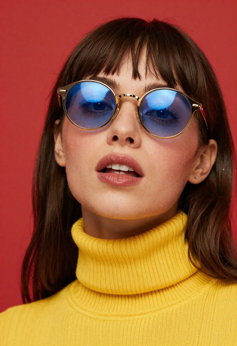 High fashion portrait of woman in yellow sweater - AI generated image prompt sample