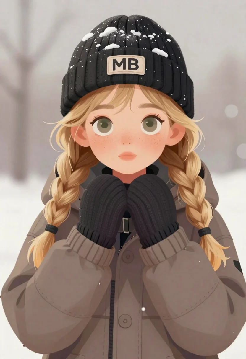Digital illustration of cute winter girl portrait - AI generated image prompt sample