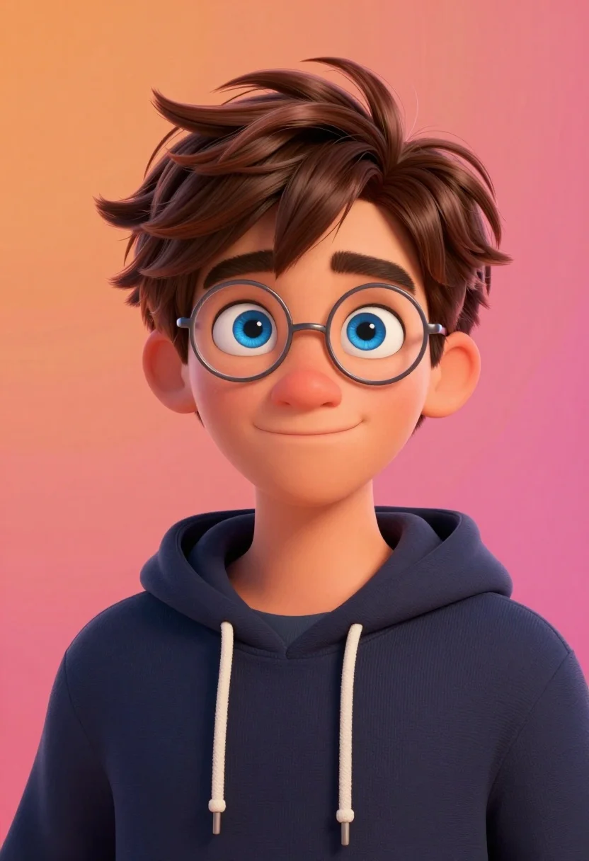 Close up portrait of young man with blue eyes in dark hoodie - AI generated image prompt sample