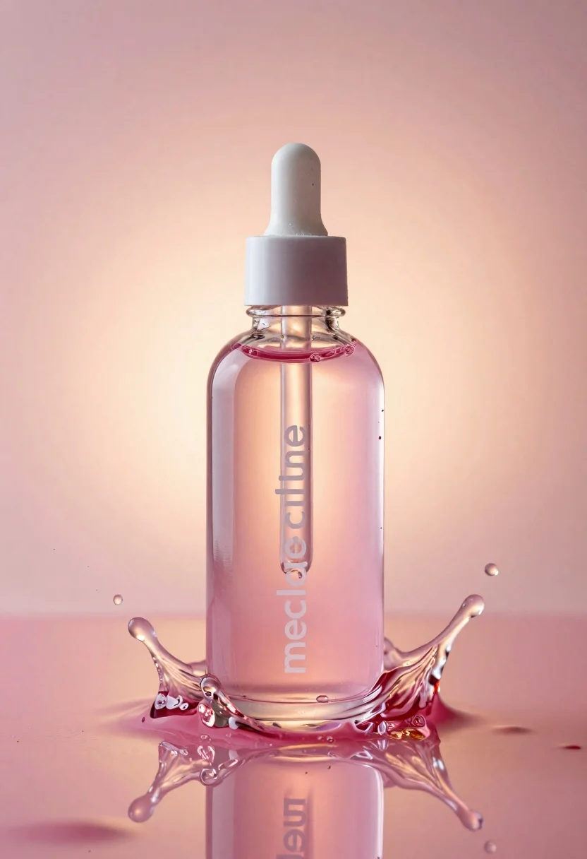 Glass bottle with liquid and water splash photography