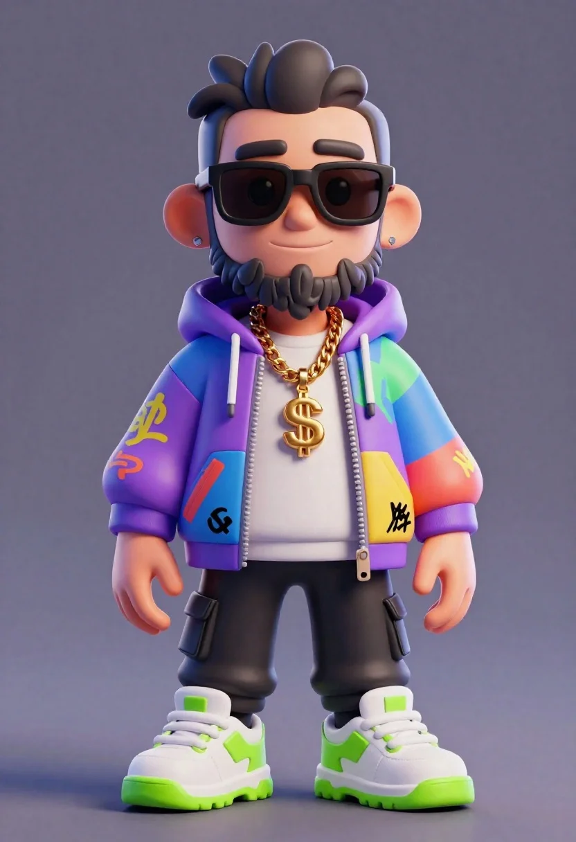 3d cartoon hip hop character render