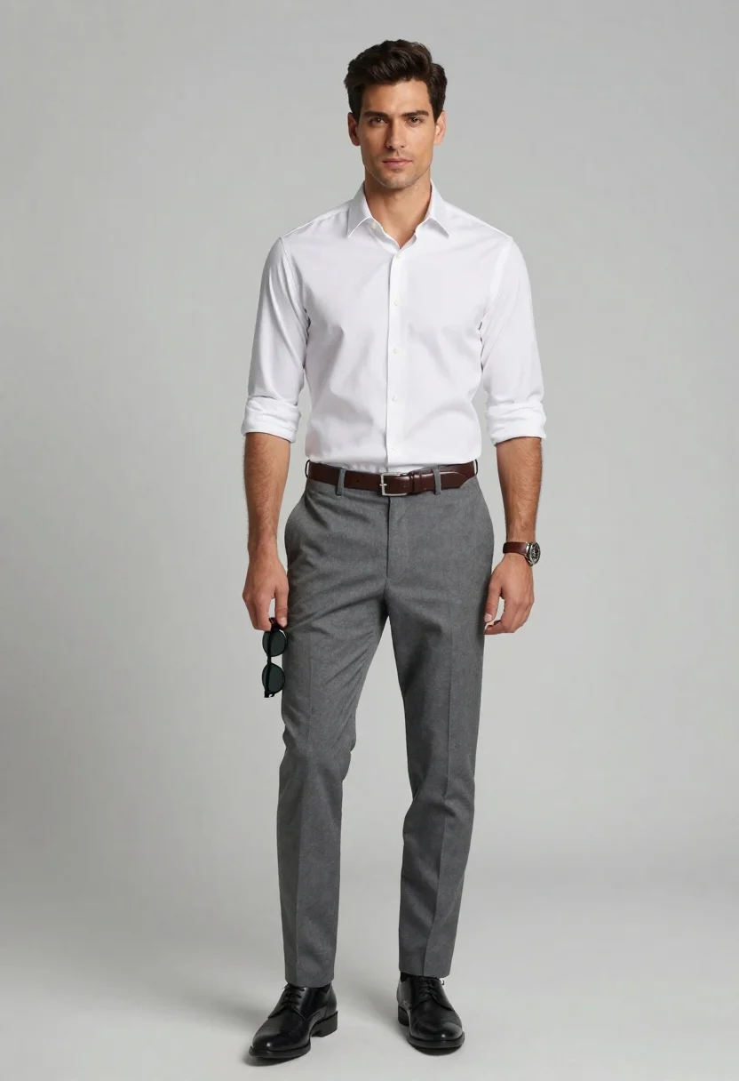 Studio portrait of handsome man in white shirt