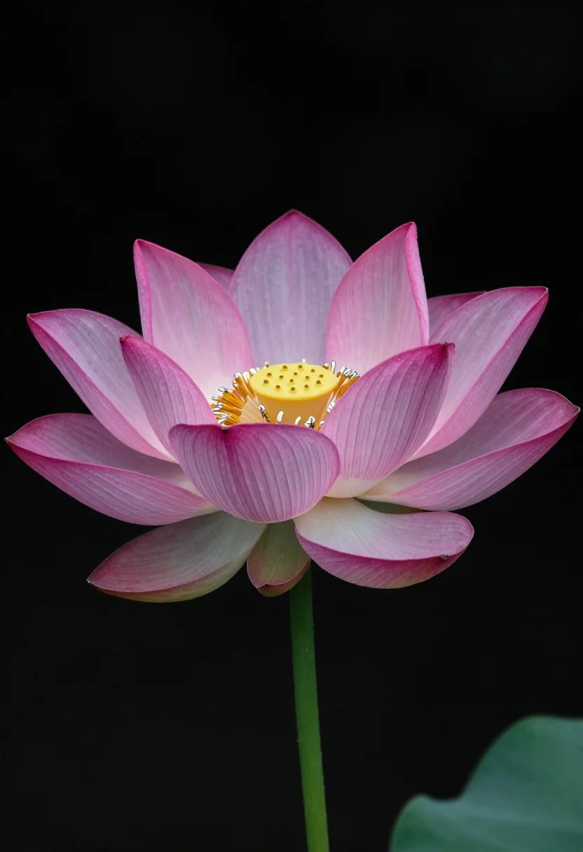 Hyper realistic lotus flower against a black background