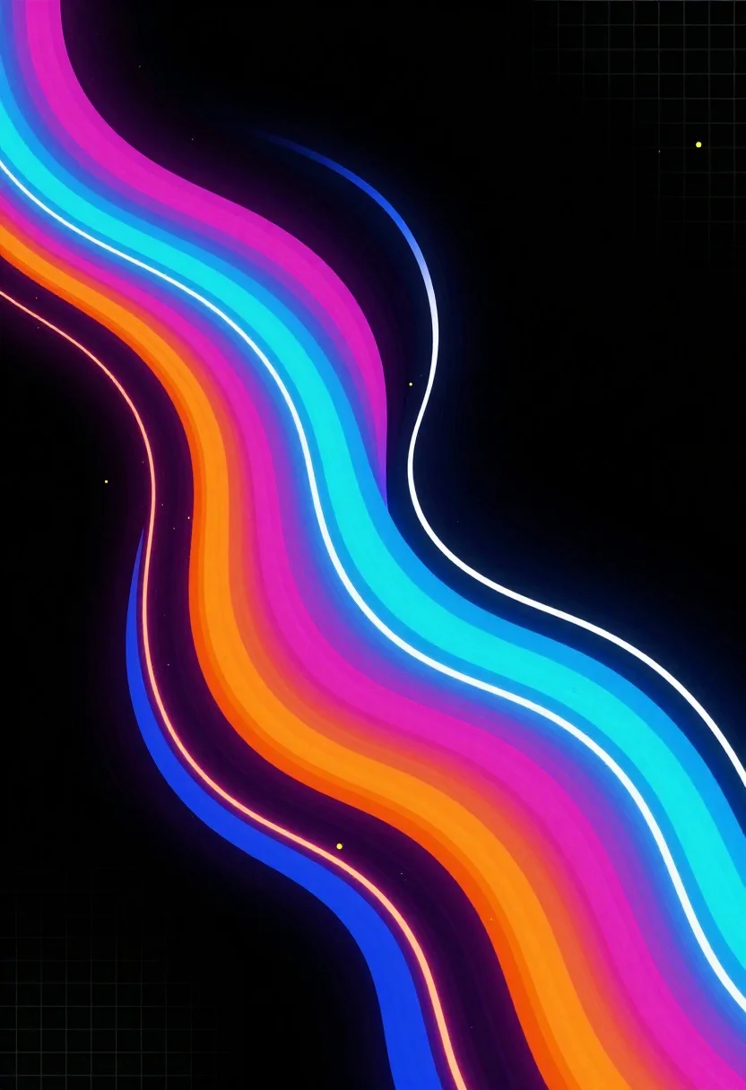 Vibrant flowing ribbon lines on a black background