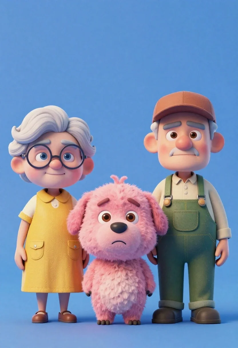 Three animated characters standing together against a solid blue background - AI generated image prompt sample