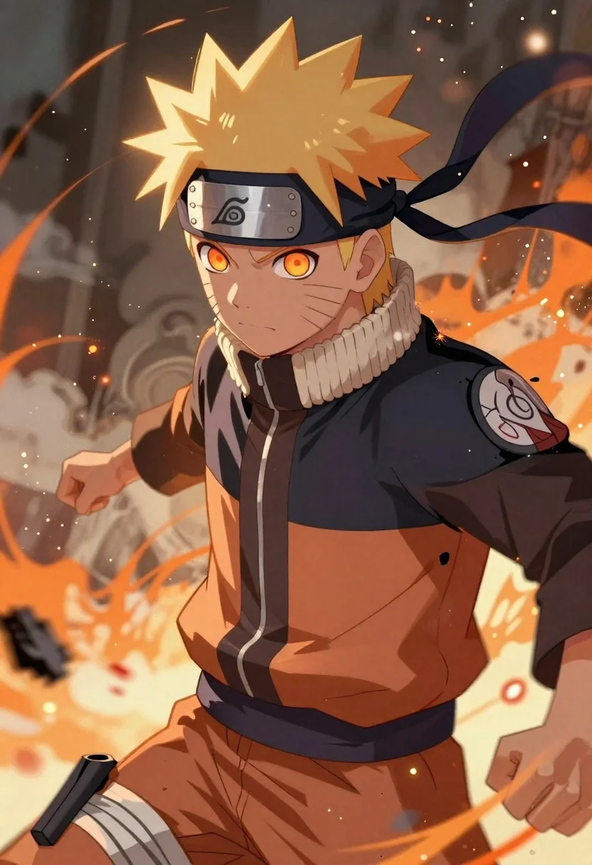 Anime boy in action pose against smoke background - AI generated image prompt sample