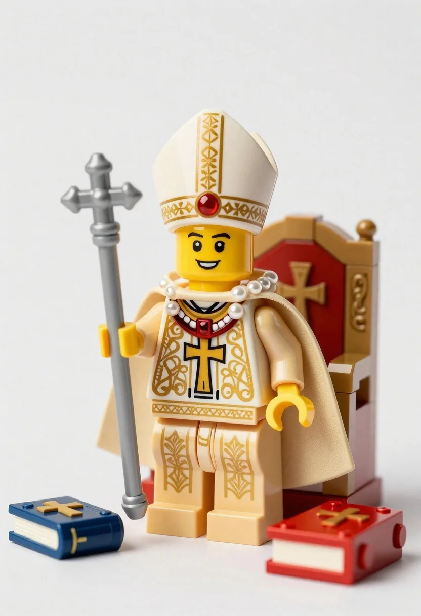 Lego bishop minifigure with crosier and throne