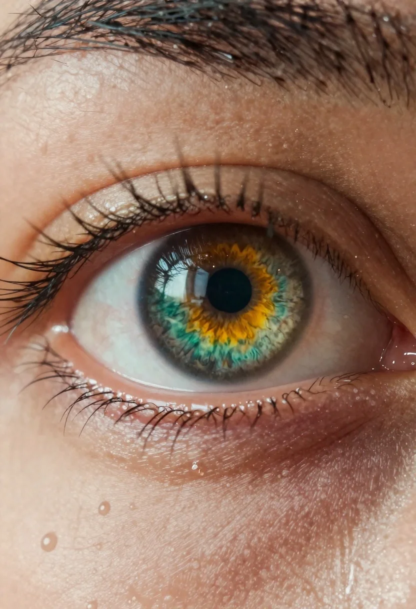 Hyperrealistic close up portrait of a human eye