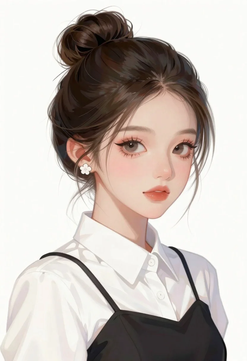Portrait of woman with elegant updo on white background