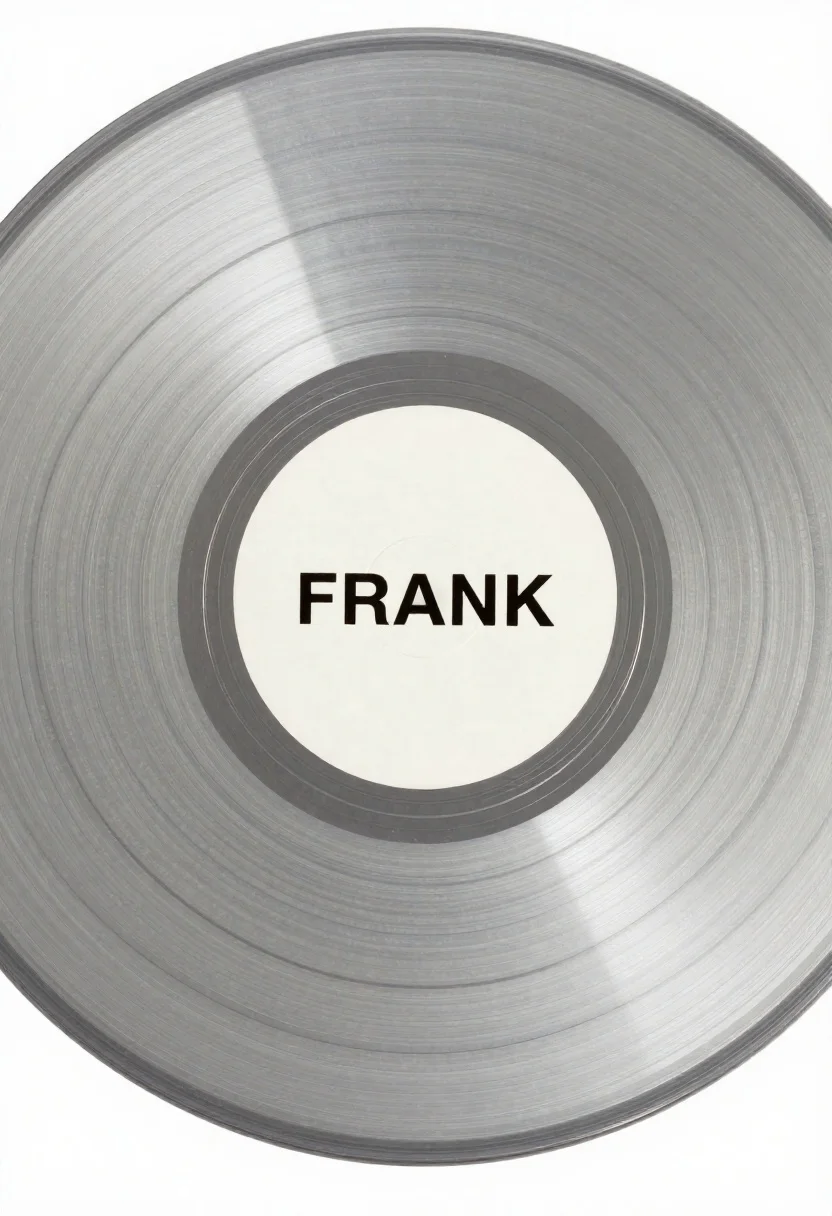 Top down studio shot of silver metal disc with rings